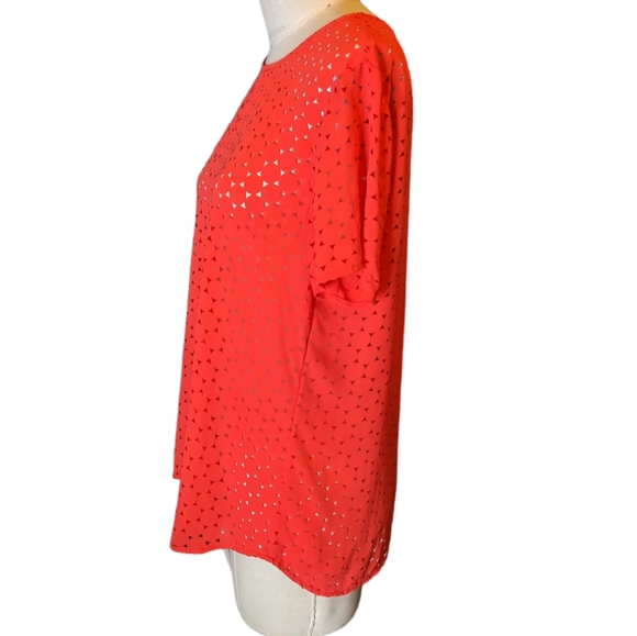 Banana Republic Sheer Polka Dot Orange Short Sleeve Blouse Women's Size Medium - Picture 3 of 5